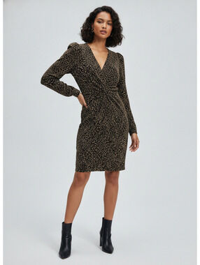 Zara Metallic Gold & Black V-Neck Mini Dress ✨